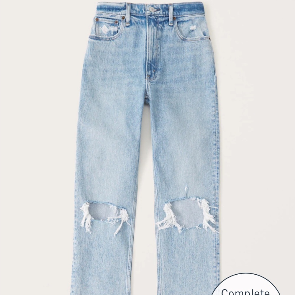 90's Straight Ultra High Rise- 29 Long- Light Indigo
